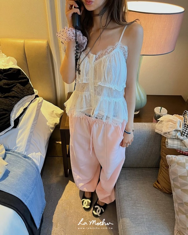 車線棉質縮腳長褲